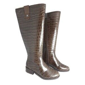 Easy Spirit Martha Stewart Serhonda Riding Boots Brown Size 7W NIB Crocodile New